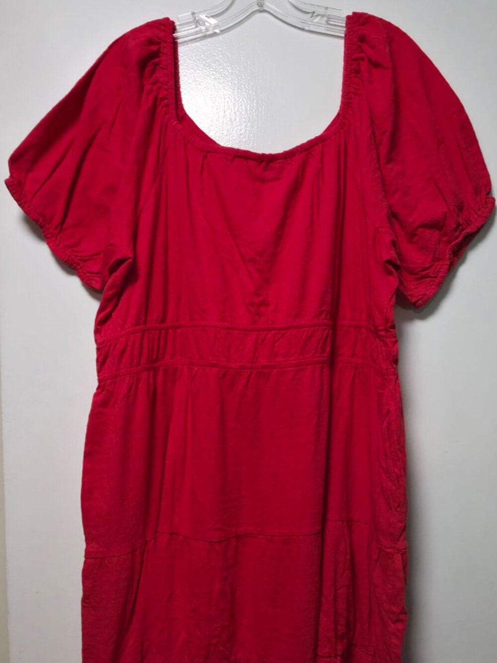 Woman's Destination 365 Petite Puff Sleeve Sweetheart Midi Dress XLP Cayenne